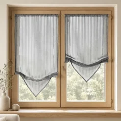 Paire de stores voilages à pointes avec fils lurex