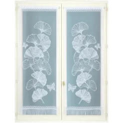 Paire de vitrages frangés dentelle motif ginkgo