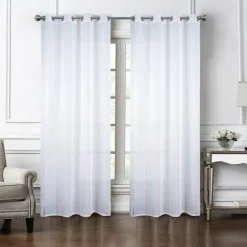 Paire de voilages à bandes verticales brillantes