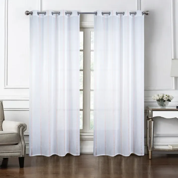 Paire de voilages à bandes verticales brillantes