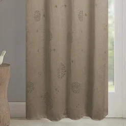 Paire de voilages à oeillets fleurs effet tissé