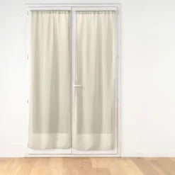 Paire de voilages passe-tringle en voile tissé pour porte-fenêtre