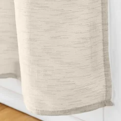 Paire de voilages passe-tringle en voile tissé pour porte-fenêtre