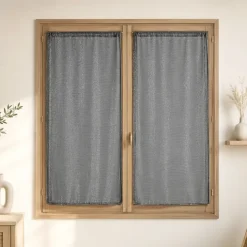 Paire de voilages vitrage effet maille à fils lurex