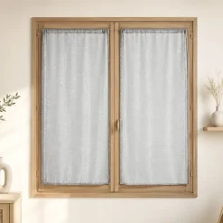 Paire de voilages vitrage effet maille à fils lurex