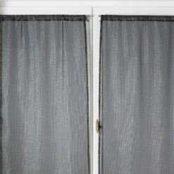 Paire de voilages vitrage effet maille à fils lurex