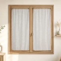 Paire de voilages vitrage effet maille à fils lurex