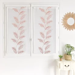 Paire voilages avec motif feuilles brodées