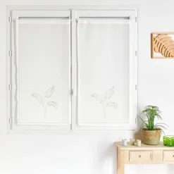 Paire voilages motif feuilles bananes
