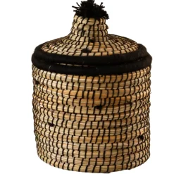 Panier avec couvercle laine