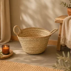 Panier bûche anse bord jute XL