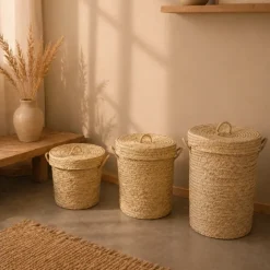 Panier chevron avec couvercle et anse