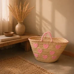 Panier Cœurs brodés