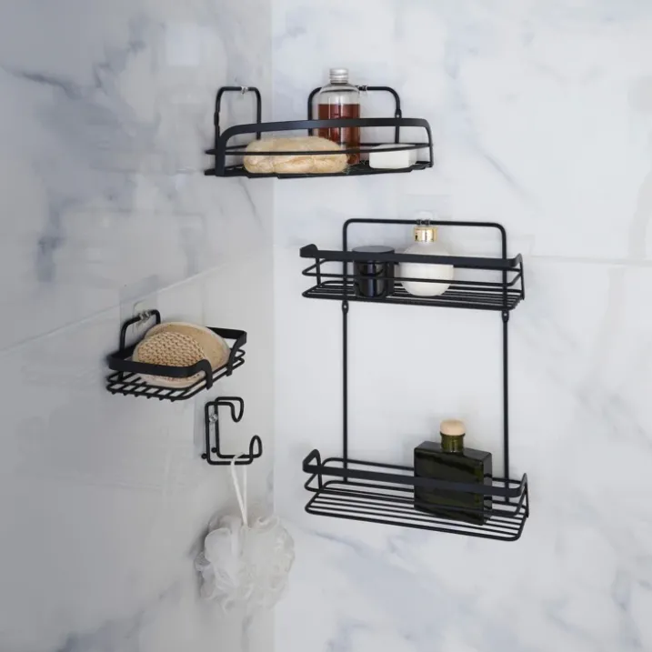 Panier d'angle de douche noir