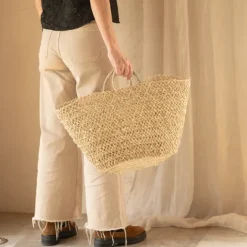 Panier de marché ajouré bohème