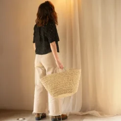 Panier de marché ajouré bohème