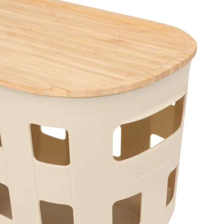 Panier de rangement avec couvercle en bambou