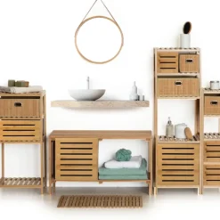 Panier de rangement en bambou naturel