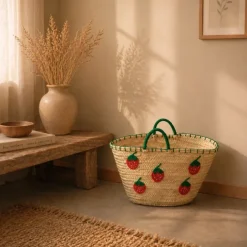 Panier Fraises brodées