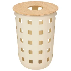 Panier à linge avec couvercle ajouré en bambou