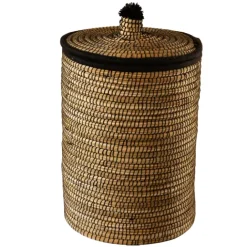 Panier à linge en fibres végétales et laine