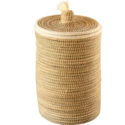 Panier à linge en fibres végétales et laine