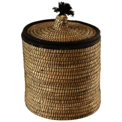 Panier à linge en fibres végétales et laine