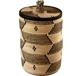 Panier à linge motifs ethniques en fibres naturelles