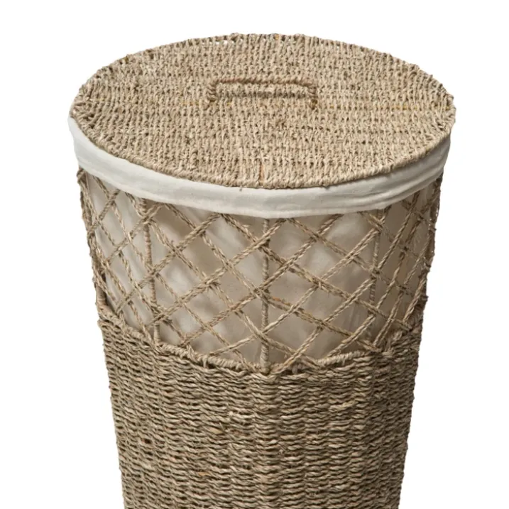 Panier à linge rond en roseau