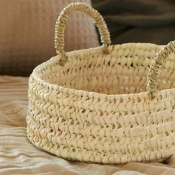 Panier plateau rond osier avec anses