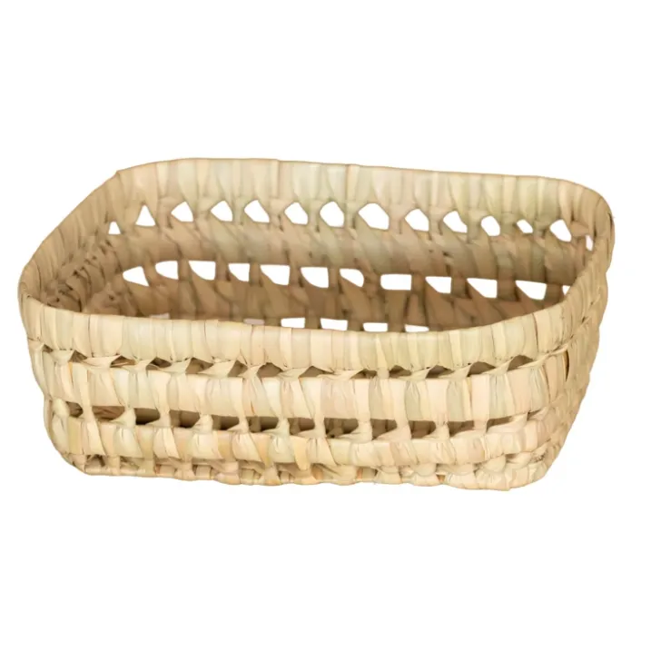 Panier rectangle en feuille de palmier