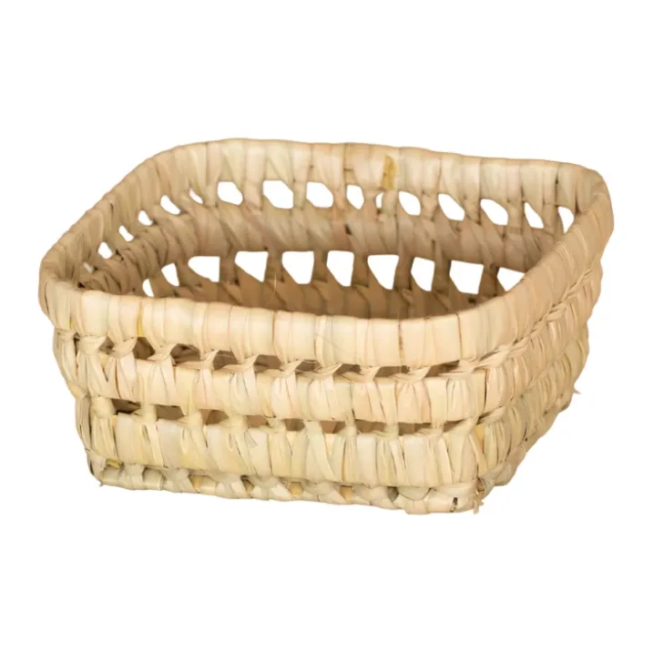 Panier rectangle en feuille de palmier