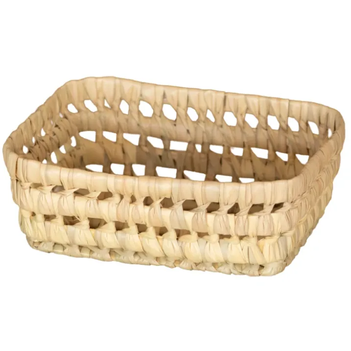 Panier rectangle en feuille de palmier