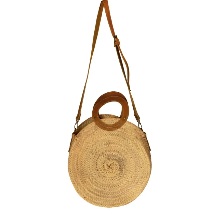 Panier rond anse cuir
