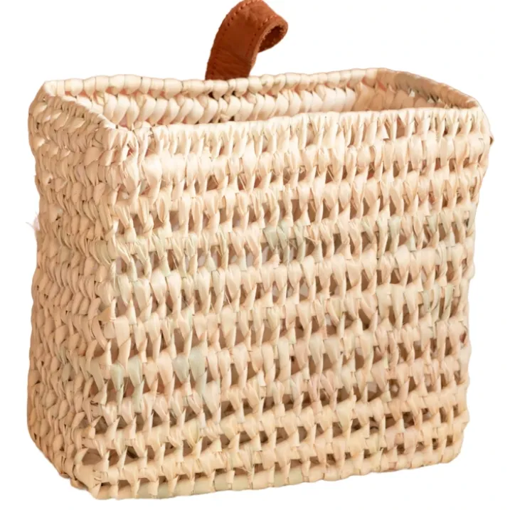 Panier à suspendre carré anse cuir