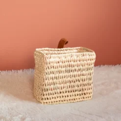Panier à suspendre carré anse cuir