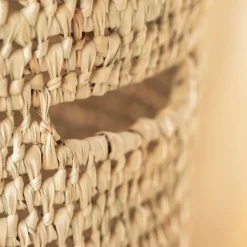 Panière a linge ajourée couvercle pompon
