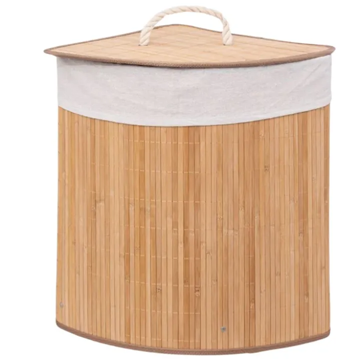 Panière à linge d'angle en bambou