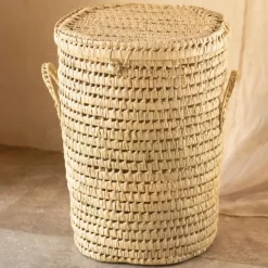 Panière à linge ronde palmier