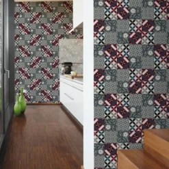 Papier peint effet mosaïque colorée
