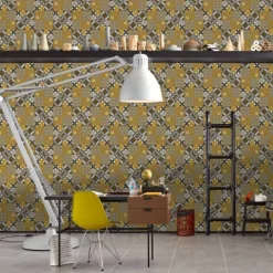 Papier peint effet mosaïque colorée