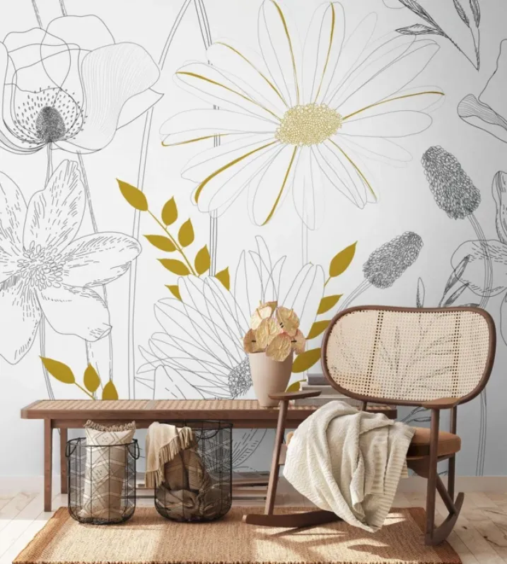 Papier peint esprit floral