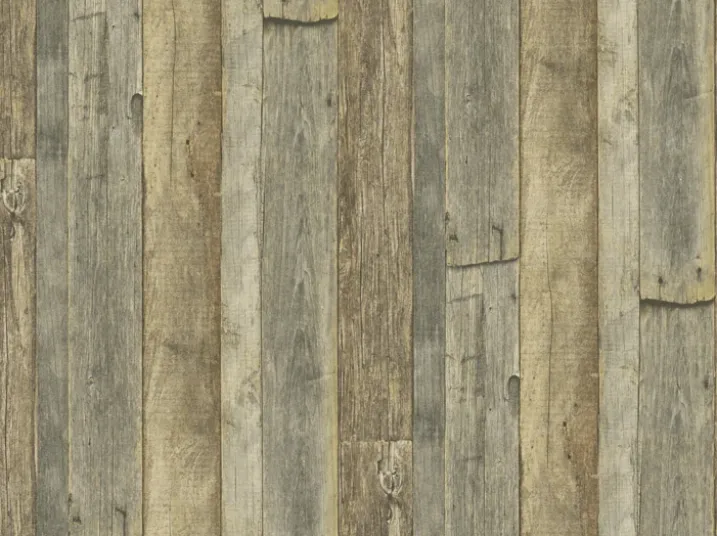 Papier Peint imitation "Planches Cloutées"