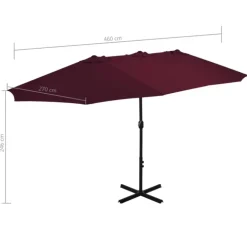 Parasol d'extérieur double toit et poteau en aluminium