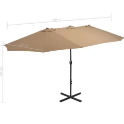 Parasol d'extérieur double toit et poteau en aluminium