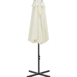 Parasol d'extérieur double toit et poteau en aluminium