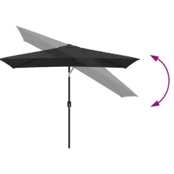 Parasol d'extérieur rectangulaire inclinable