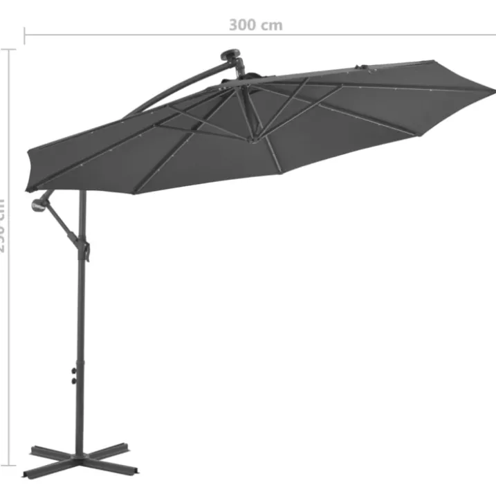 Parasol déporté Ø 300 cm avec éclairage LED