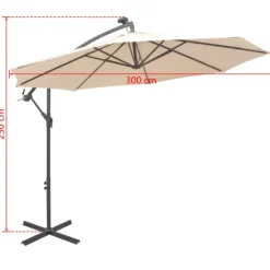 Parasol déporté Ø 300 cm avec éclairage LED