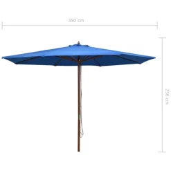 Parasol droit avec mât en bois Ø 350 cm